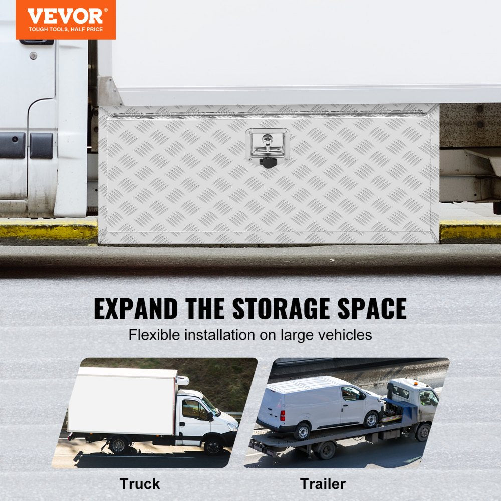 VEVOR Underbody Truck Box, 36"×14"×16" Pickup Storage Box, Heavy Duty Aluminum Diamond Plate Tool Box with Lock and