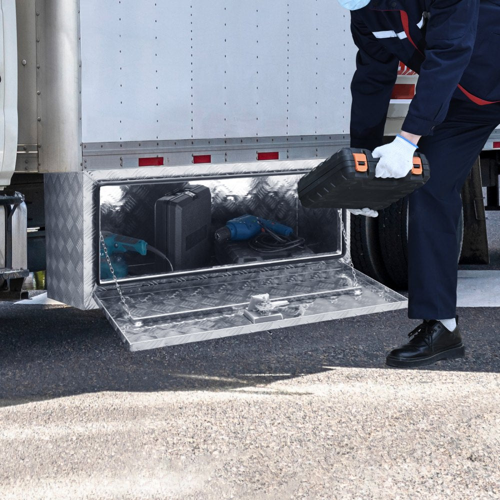 VEVOR Underbody Truck Box, 36"×14"×16" Pickup Storage Box, Heavy Duty Aluminum Diamond Plate Tool Box with Lock and