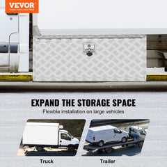 VEVOR Underbody Truck Box, 36"×17"×18" Pickup Storage Box, Heavy Duty Aluminum Diamond Plate Tool Box with Lock and