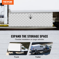 VEVOR Underbody Truck Box, 48"×17"×18" Pickup Storage Box, Heavy Duty Aluminum Diamond Plate Tool Box with Lock and