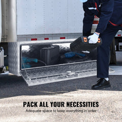 VEVOR Underbody Truck Box, 48"×17"×18" Pickup Storage Box, Heavy Duty Aluminum Diamond Plate Tool Box with Lock and