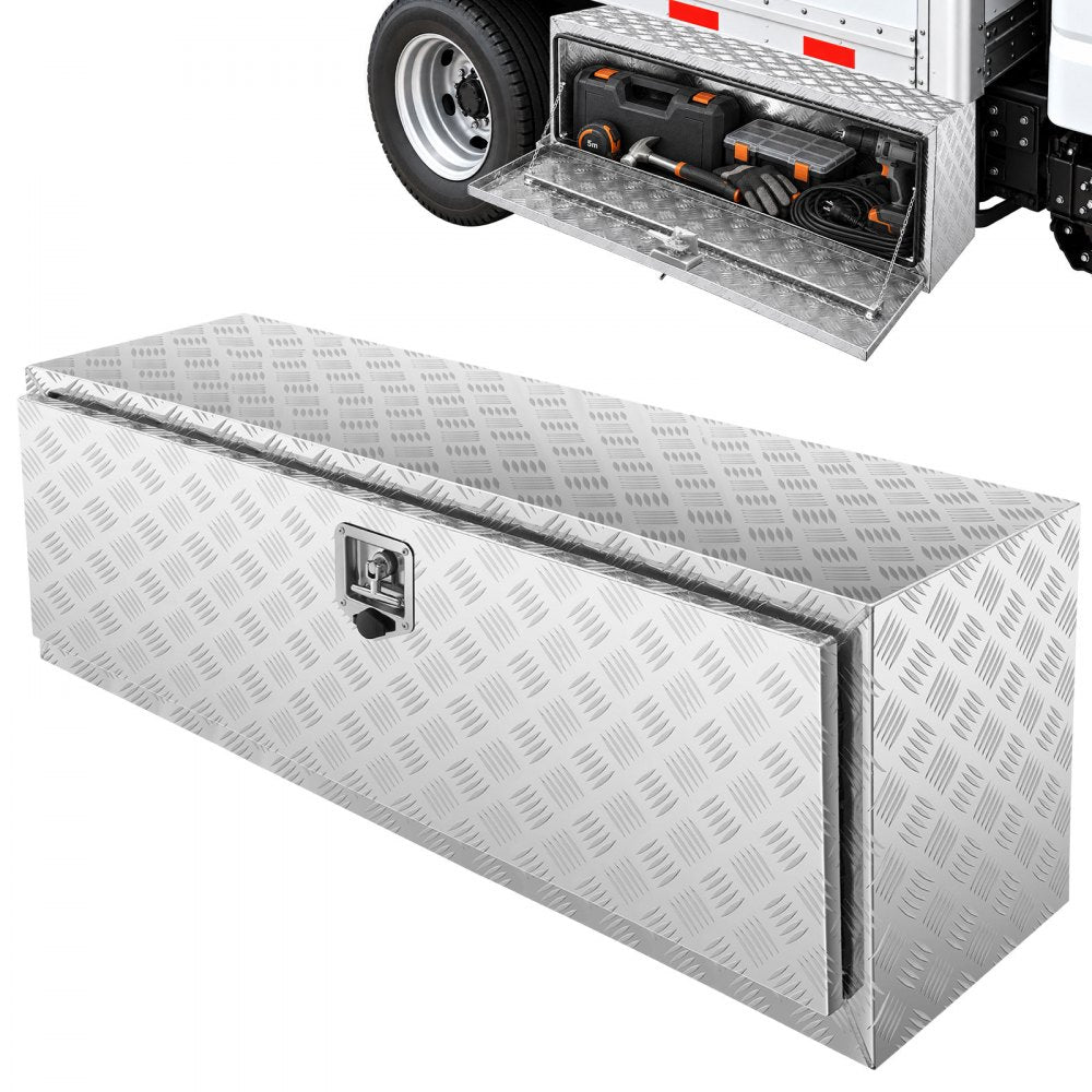 VEVOR Underbody Truck Box, 48"×17"×18" Pickup Storage Box, Heavy Duty Aluminum Diamond Plate Tool Box with Lock and