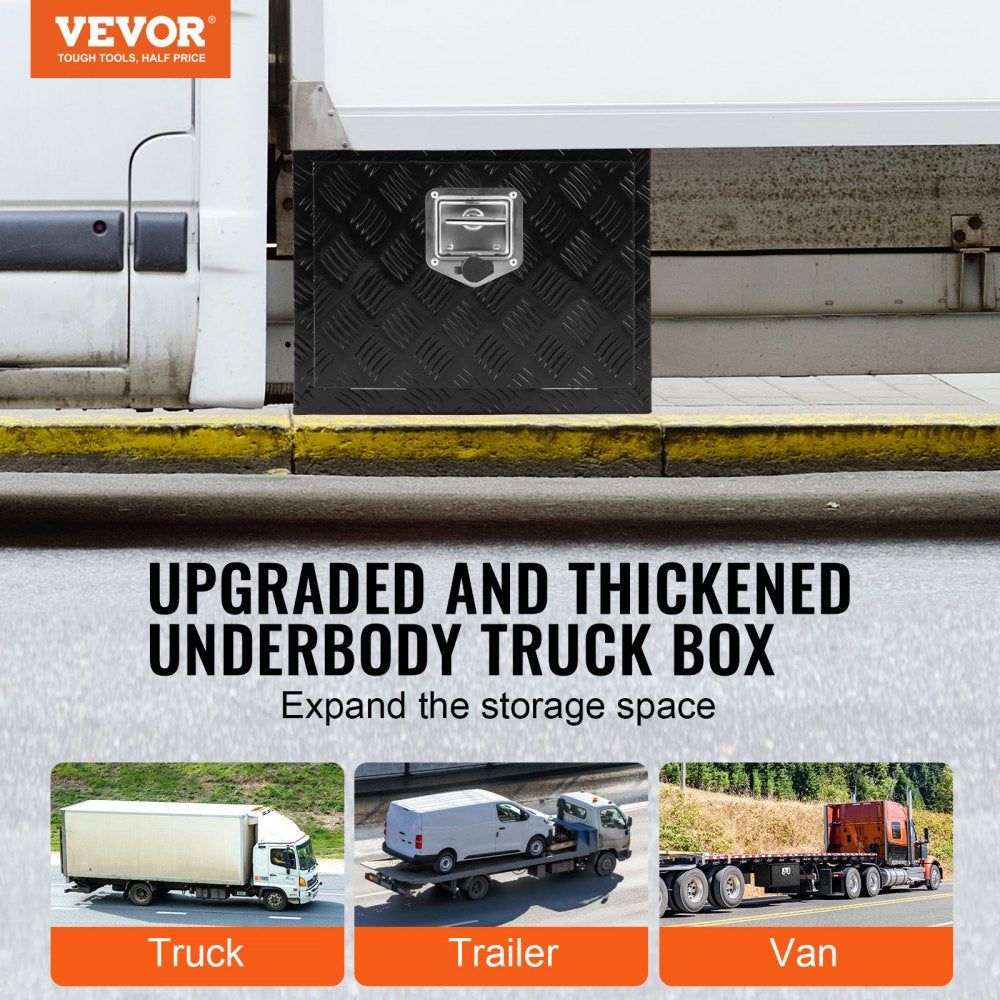 VEVOR Underbody Truck Box, 18" x 12" x 14" Pickup Storage Box, Heavy Duty Aluminum Diamond Plate Tool Box with Lock and