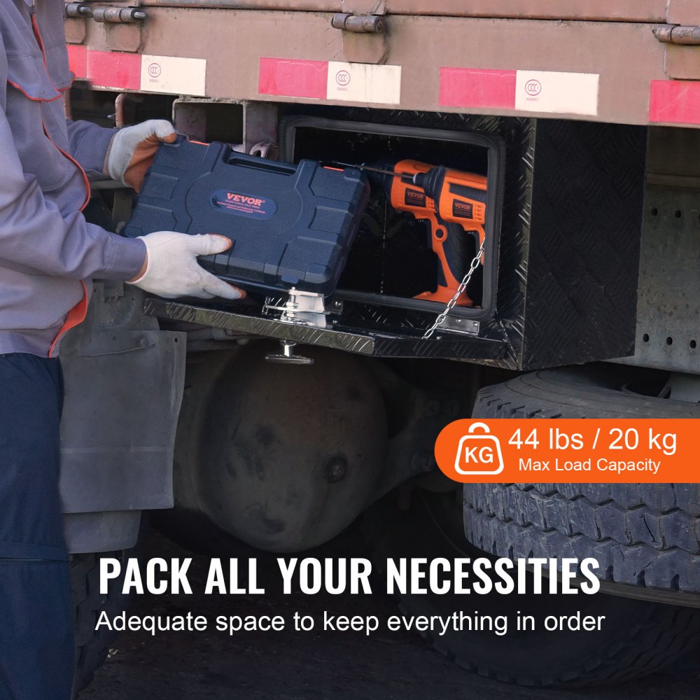 VEVOR Underbody Truck Box, 18" x 12" x 14" Pickup Storage Box, Heavy Duty Aluminum Diamond Plate Tool Box with Lock and