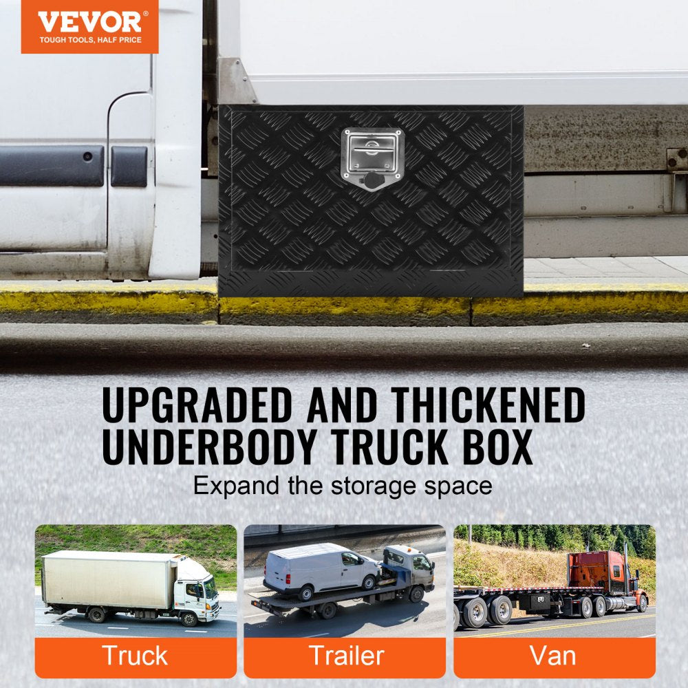 VEVOR Underbody Truck Box, 24" x 14" x 16" Pickup Storage Box, Heavy Duty Aluminum Diamond Plate Tool Box with Lock and