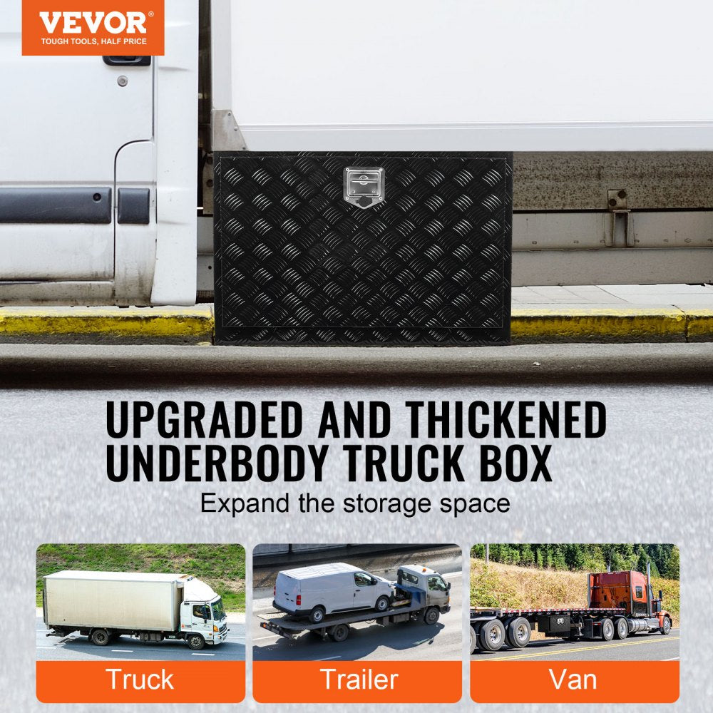 VEVOR Underbody Truck Box, 48" x 17" x 18" Pickup Storage Box, Heavy Duty Aluminum Diamond Plate Tool Box with Lock and