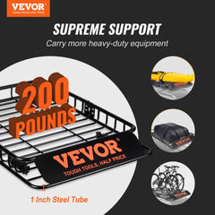 VEVOR Roof Rack Cargo Basket, 46" x 36" x 4.5" Rooftop Cargo Carrier, Heavy-duty 200 LBS Capacity Universal Roof Rack