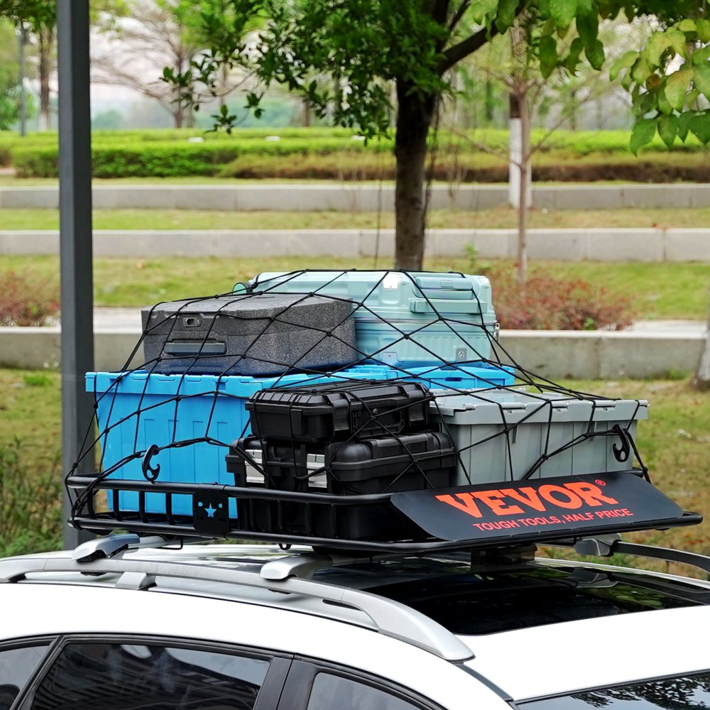 VEVOR Roof Rack Cargo Basket, 46" x 36" x 4.5" Rooftop Cargo Carrier, Heavy-duty 200 LBS Capacity Universal Roof Rack