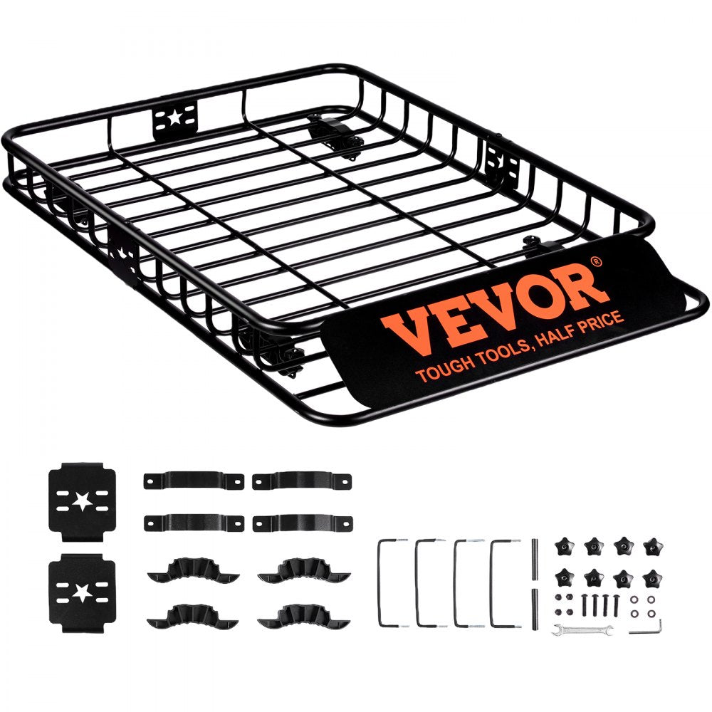 VEVOR Roof Rack Cargo Basket, 46" x 36" x 4.5" Rooftop Cargo Carrier, Heavy-duty 200 LBS Capacity Universal Roof Rack