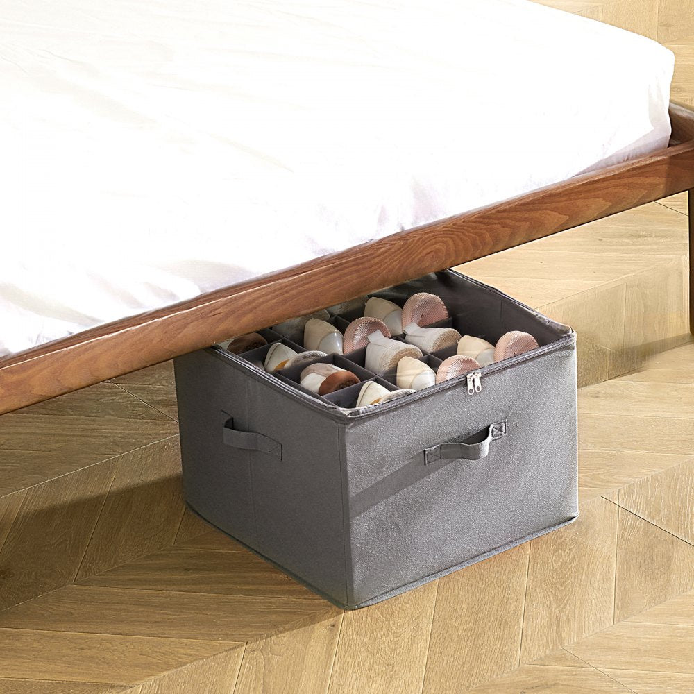 VEVOR Under Bed Shoe Storage Organizer, 1 Pack, 16 Compartments, Underbed Shoe Box Storage Containers Adjustable