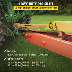 VEVOR PTO Shaft, 1-3/8" PTO Drive Shaft, 6 Spline Both Ends PTO Driveline Shaft, Series 4 Tractor PTO Shaft, 31.5"-41"
