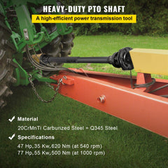 VEVOR PTO Shaft, 1-3/8" PTO Drive Shaft, 6 Spline Both Ends PTO Driveline Shaft, Series 5 Tractor PTO Shaft, 43"-57"
