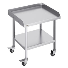 VEVOR Stainless Steel Work Table, 24 x 28 x 30 Inch Commercial Food Prep Worktable with 4 Wheels, Casters, 3-Sided