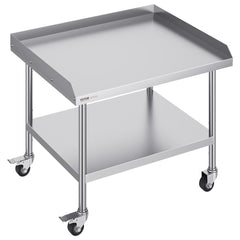 VEVOR Stainless Steel Work Table, 30 x 36 x 30 Inch Commercial Food Prep Worktable with 4 Wheels, Casters, 3-Sided