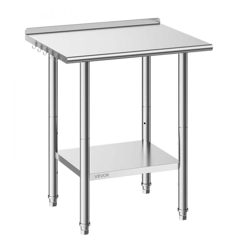 VEVOR Stainless Steel Work Table, 24x30 Inch Food Prep Table with Backsplash, Commercial Kitchen Workstation with