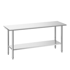 VEVOR Stainless Steel Work Table, 24x72 Inch Food Prep Table, Commercial Kitchen Workstation with Adjustable