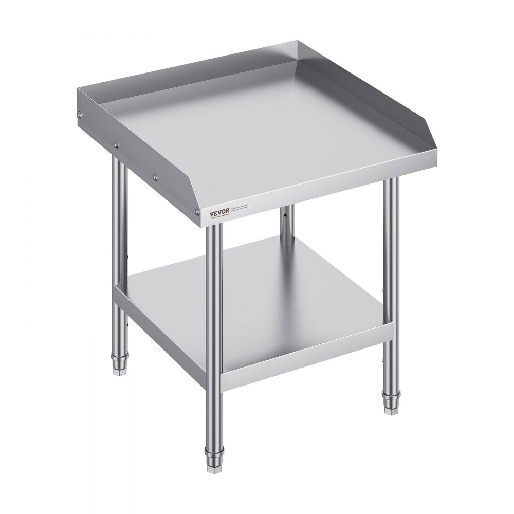 VEVOR Stainless Steel Work Table, 24 x 24 x 26 Inch Commercial Food Prep Worktable, 3-Sided Backsplash Heavy Duty Prep