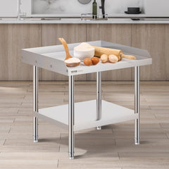 VEVOR Stainless Steel Work Table, 24 x 28 x 26 Inch Commercial Food Prep Worktable, 3-Sided Backsplash Heavy Duty Prep