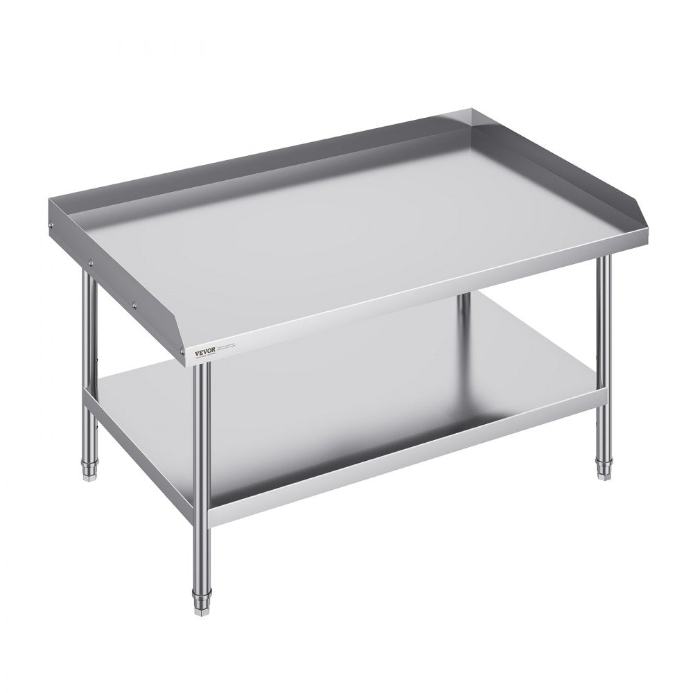 VEVOR Stainless Steel Work Table, 30 x 48 x 26 Inch Commercial Food Prep Worktable, 3-Sided Backsplash Heavy Duty Prep