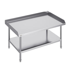 VEVOR Stainless Steel Work Table, 30 x 48 x 26 Inch Commercial Food Prep Worktable, 3-Sided Backsplash Heavy Duty Prep