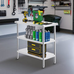 VEVOR Stainless Steel Food Prep Table, 18 x 36 x 34 Inch Commercial Kitchen Worktable, with 2 Adjustable Undershelf