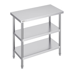 VEVOR Stainless Steel Food Prep Table, 18 x 36 x 34 Inch Commercial Kitchen Worktable, with 2 Adjustable Undershelf