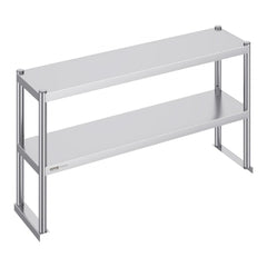 VEVOR Double Overshelf, Double Tier Stainless Steel Overshelf, 12 x 48 Inch Double Deck Overshelf, Height Adjustable