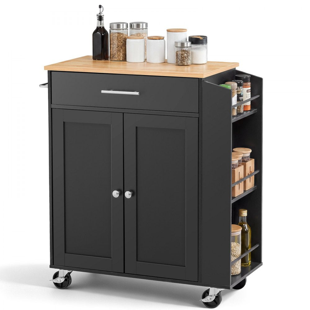 VEVOR Kitchen Island Cart with Storage, 31.3 in Wide Mobile Rolling Storage Island on Swivel Wheels, with Drawer