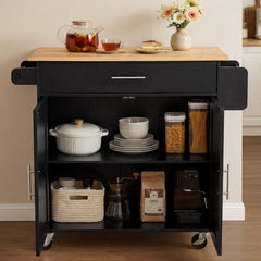 VEVOR Kitchen Island Cart with Storage, 42.28 in Wide Mobile Rolling Storage Island on Swivel Wheels, with Drawer