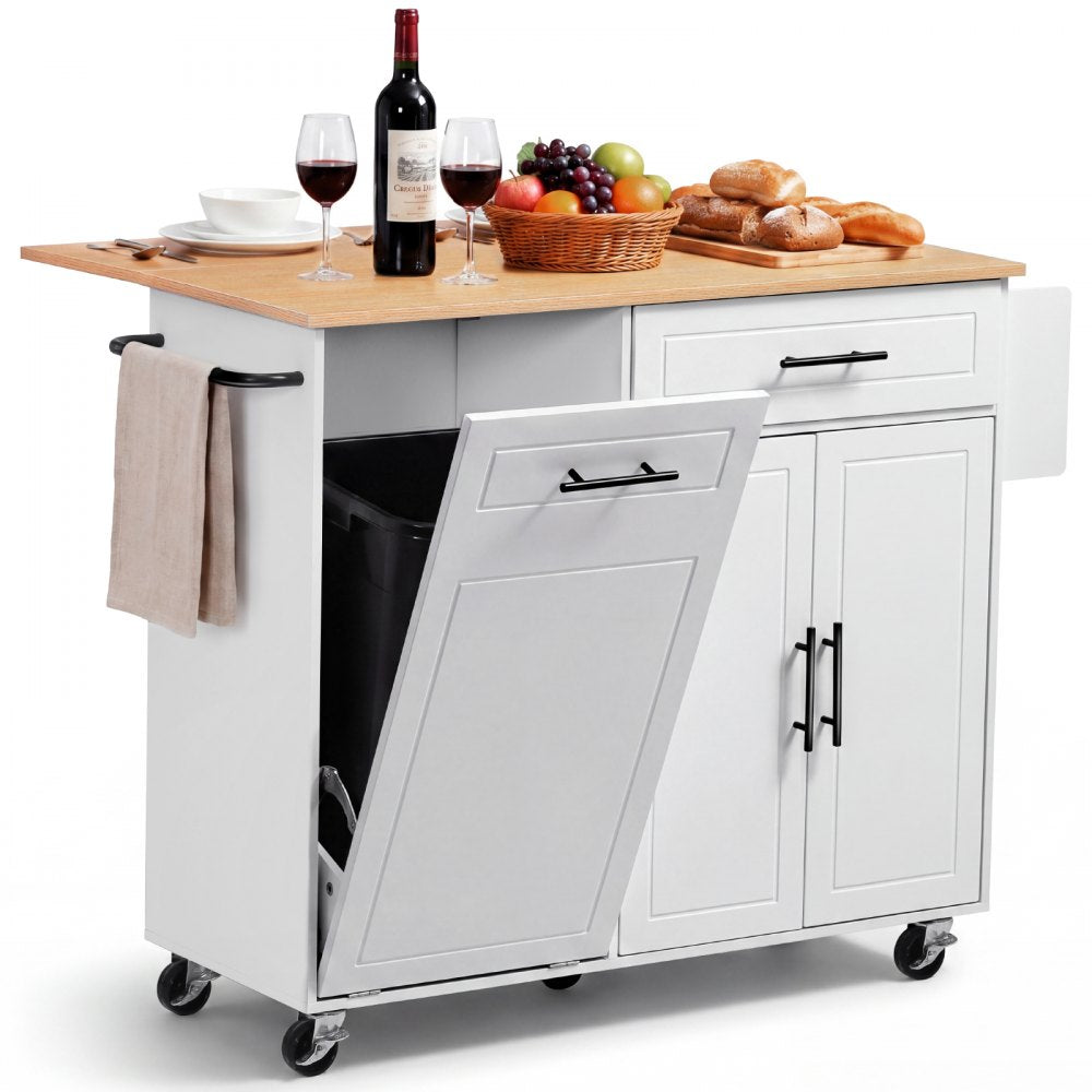 VEVOR Kitchen Island Cart with Storage, 46.06 in Wide Mobile Rolling Storage Island on Swivel Wheels, with Drawer