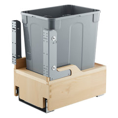 VEVOR Wood Pullout Trash Can for Kitchen Cabinets, 35 QT Garbage Waste Recycling Bin, Under Mount Waste Container, with