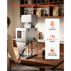 VEVOR Powder Filling Machine, 10-999g (0.02-2.2lbs) Automatic Particle Dispenser, Stainless Steel, Intelligent Weighing