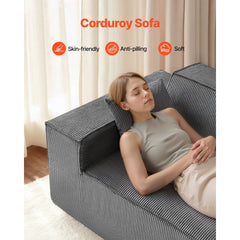 VEVOR Loveseat Sofa, 63-Inch 2-Seats Couch for Living Room, Modern Small Corduroy Couch with Pocket Springs, Soft