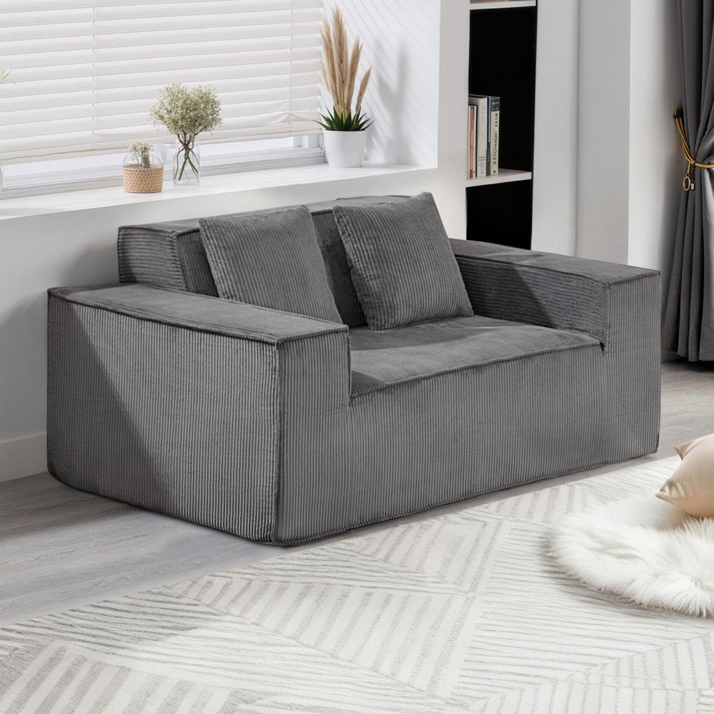 VEVOR Loveseat Sofa, 63-Inch 2-Seats Couch for Living Room, Modern Small Corduroy Couch with Pocket Springs, Soft
