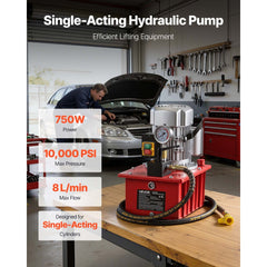 VEVOR Electric Hydraulic Pump, 750W 10,000 PSI, 120V Single Acting Electric Driven Hydraulic Pump Power Pack Unit, with