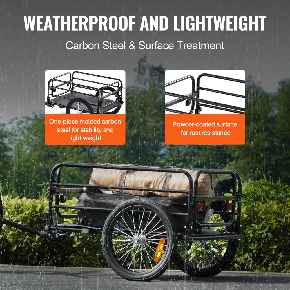 VEVOR Bike Cargo Trailer, 160 lbs Load Capacity, Heavy-Duty Bicycle Wagon Cart, Foldable Compact Storage & Quick
