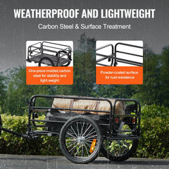 VEVOR Bike Cargo Trailer, 160 lbs Load Capacity, Heavy-Duty Bicycle Wagon Cart, Foldable Compact Storage & Quick
