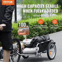 VEVOR Bike Cargo Trailer, 100 lbs Load Capacity, Heavy-Duty Bicycle Wagon Cart, Foldable Compact Storage & Quick
