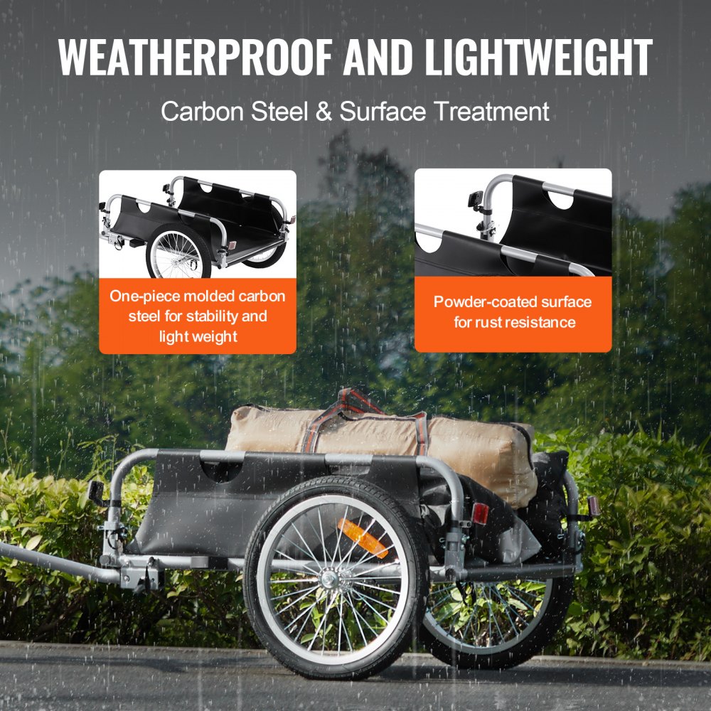 VEVOR Bike Cargo Trailer, 100 lbs Load Capacity, Heavy-Duty Bicycle Wagon Cart, Foldable Compact Storage & Quick