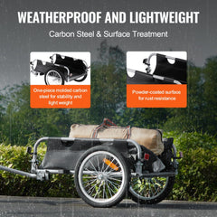 VEVOR Bike Cargo Trailer, 100 lbs Load Capacity, Heavy-Duty Bicycle Wagon Cart, Foldable Compact Storage & Quick