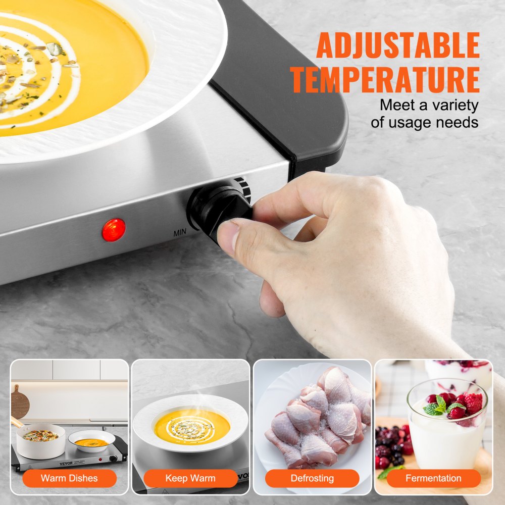 VEVOR Electric Warming Tray, Food Warming Trays for Buffet, Warming Trays with Adjustable Temperature Control, Portable