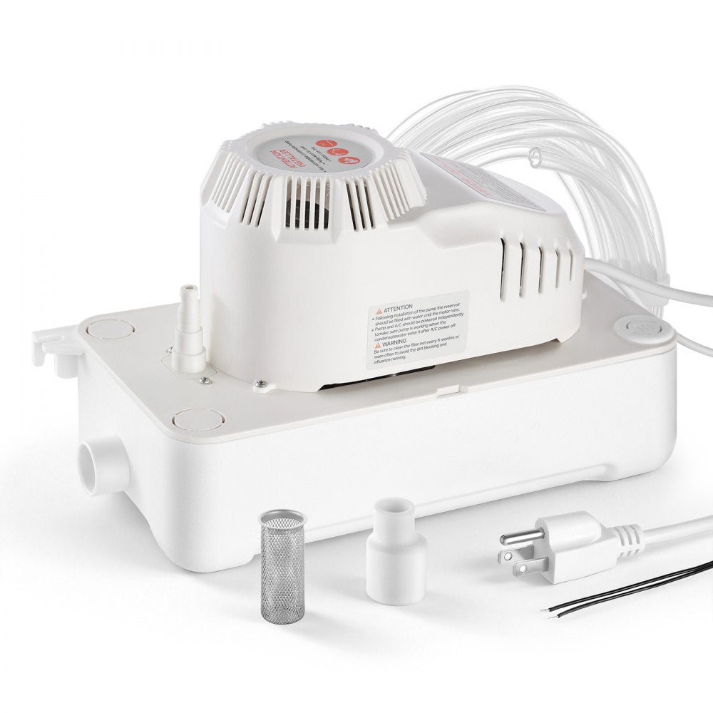 VEVOR Condensate Pump, 1/12 HP, 90 GPH, 20 ft Lift, 115V Automatic AC Condensation Removal Pump with Safety Switch 20