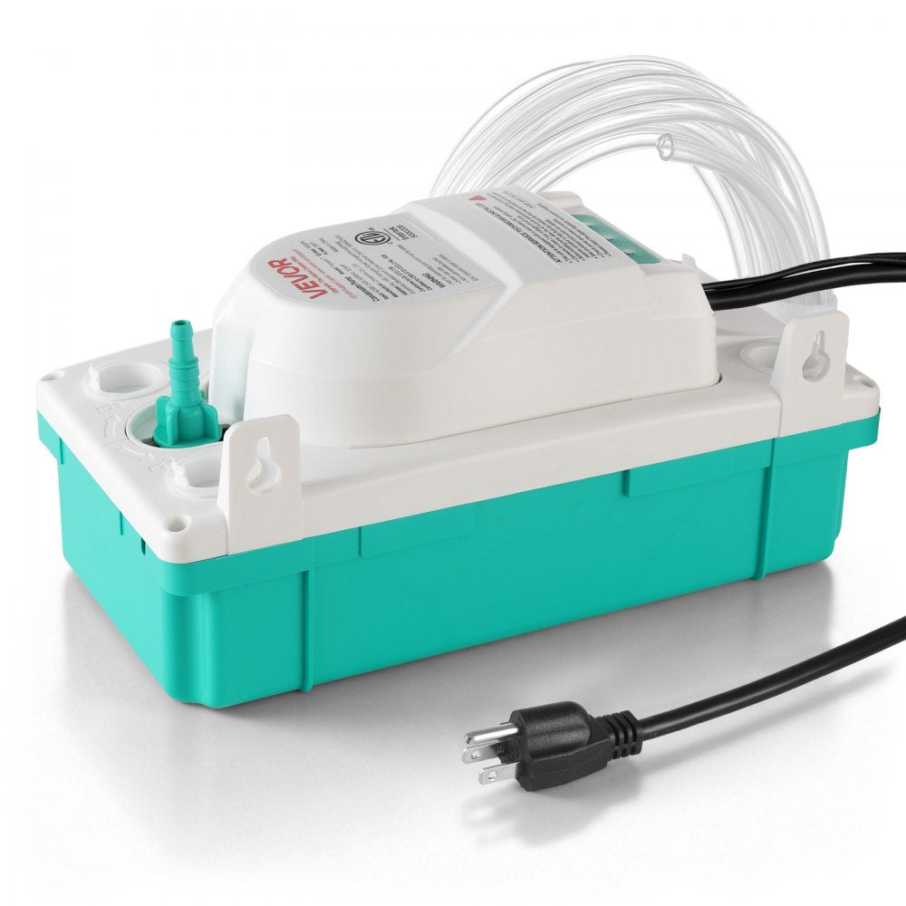 VEVOR Condensate Pump, 1/24 HP, 110 GPH, 24 ft Lift, 100-240V Automatic AC Condensation Removal Pump with Safety Switch