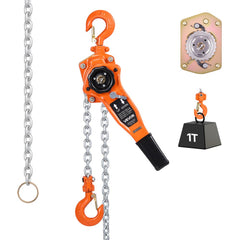 VEVOR Manual Lever Chain Hoist, 1T 2200LBS Capacity Heavy Duty Come Along, 10FT Lift G80 Alloy Steel Chain With Dual