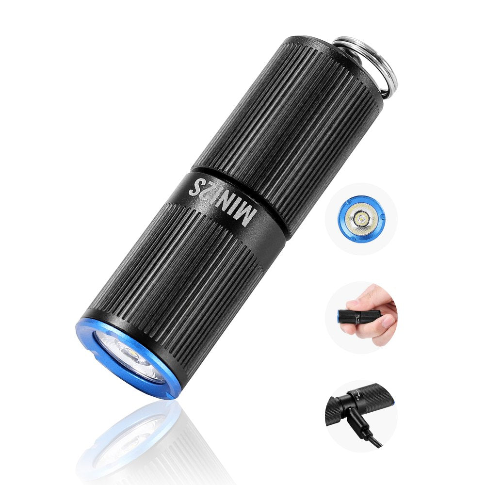 VEVOR Keychain Flashlight, Rechargeable Mini LED Flashlight, 200 High Lumens Pocket-Sized Flashlight with 2 Lighting