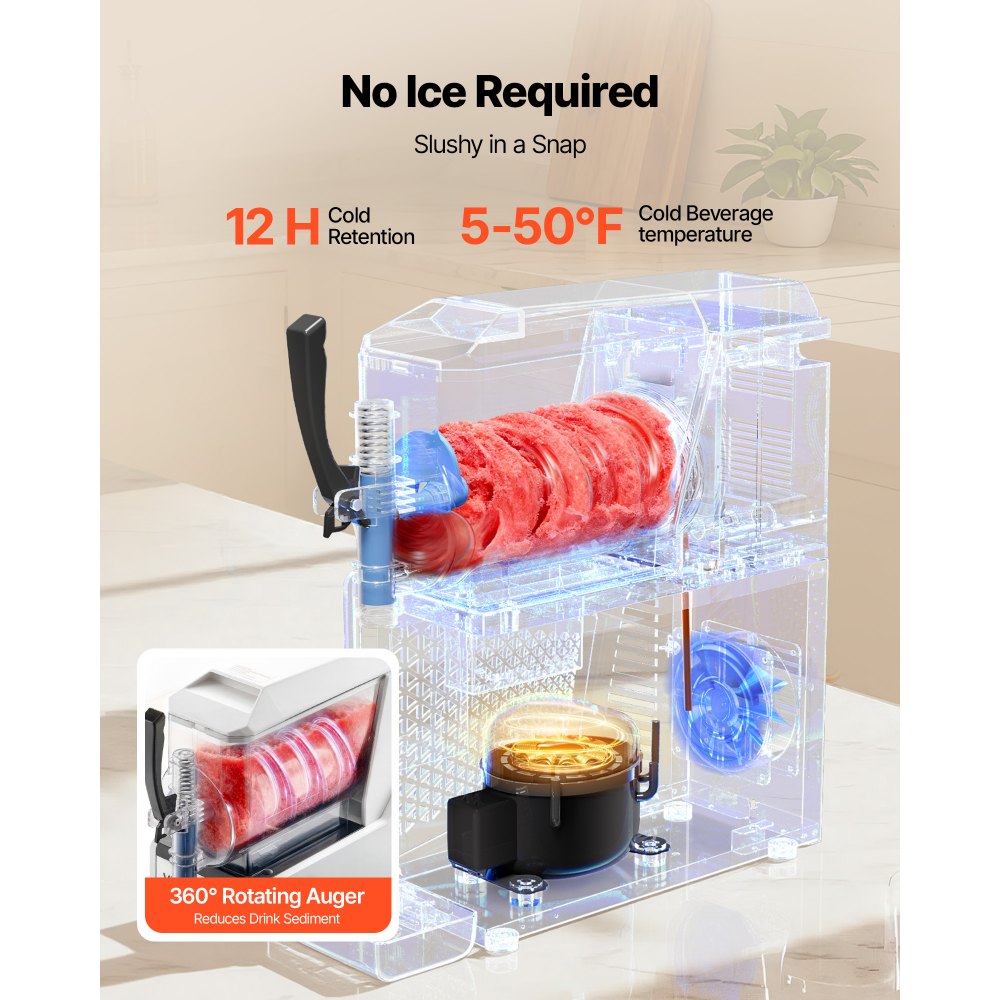 VEVOR Slushie Machine, 3L/100oz No Ice Needed Slushy Machine for Home, Frozen Drink Maker with Single Tank, Margarita
