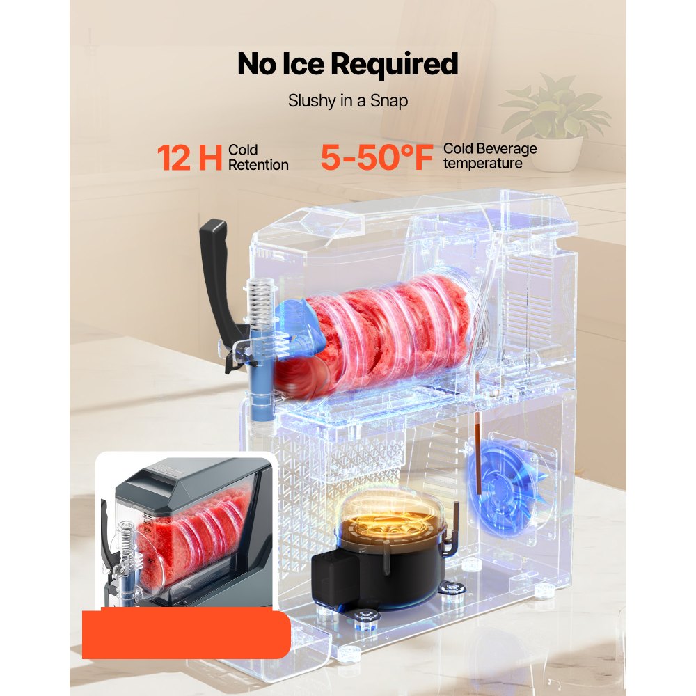 VEVOR Slushie Machine, 4L/135oz No Ice Needed Slushy Machine for Home, Frozen Drink Maker with Single Tank, Margarita