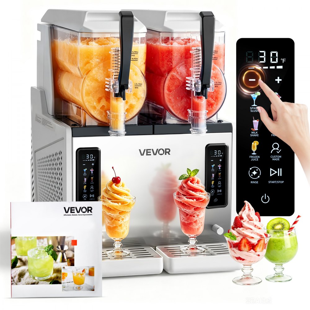 VEVOR Slushie Machine, 3L/100oz x 2 Tank Slushy Machine for Home, No Ice Needed Frozen Drink Maker, Margarita Maker