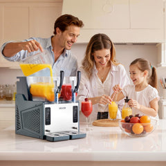VEVOR Slushie Machine, 4L/135oz x 2 Tank Slushy Machine for Home, No Ice Needed Frozen Drink Maker, Margarita Maker