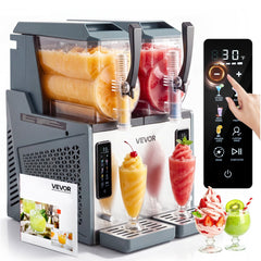 VEVOR Slushie Machine, 4L/135oz x 2 Tank Slushy Machine for Home, No Ice Needed Frozen Drink Maker, Margarita Maker